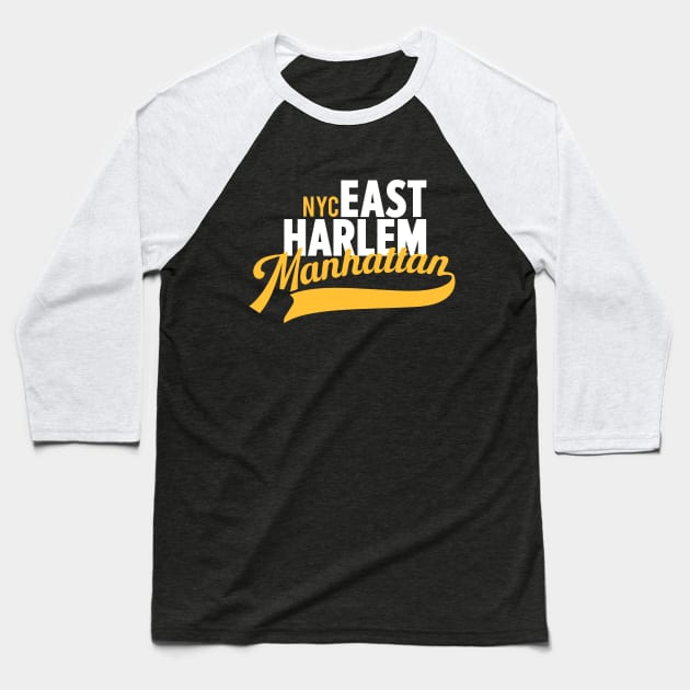 East Harlem Manhattan Minimal Typo Art - T-Shirt & Apparel Design Baseball T-Shirt by Boogosh